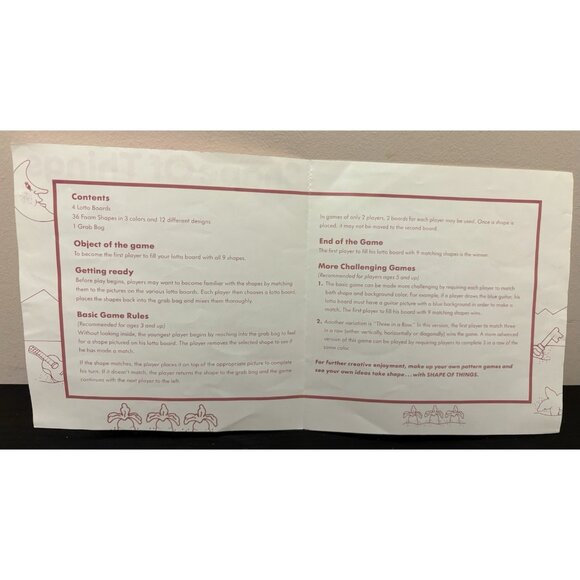 Discovery Toys Shape Of Things Vintage Game 1990 Grab Bag Shape Lotto Game 3+ - Picture 5 of 8